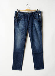 Pantalon 7/8 închidere cu fermoar sub clapetă cu nasturi talie joasă albastru REPLAY femme