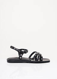 Sandale/pantofi decupați material neted toc plat până la 3 cm negru WHAT FOR femme