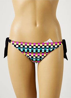 Chiloți de baie efect material satinat bikini negru CHERRY BEACH femeie