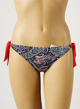 Chiloți de baie efect material satinat bikini albastru CHERRY BEACH femeie