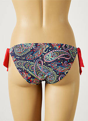Chiloți de baie efect material satinat bikini albastru CHERRY BEACH femeie