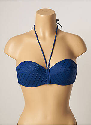 Sutien de costum de baie elasticitate sutien balconet cu decolteu înalt albastru LOU femeie