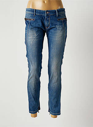 Pantalon 7/8 închidere cu fermoar sub clapetă cu nasturi talie joasă albastru NVY DENIM femeie