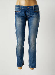 Pantalon 7/8 închidere cu fermoar sub clapetă cu nasturi talie joasă albastru NVY DENIM femme