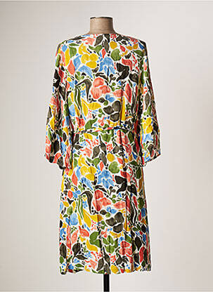 Rochie midi imprimeu floral mâneci 3/4 galben SKUNKFUNK femeie