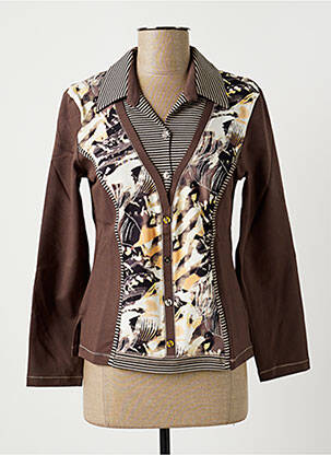 Tricou imprimeu fantezie mâneci lungi maro FRANCE RIVOIRE femme