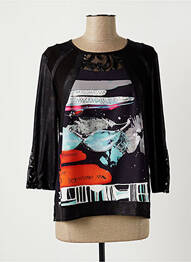 Tricou imprimeu fantezie mâneci 3/4 negru GUY DUBOUIS femme