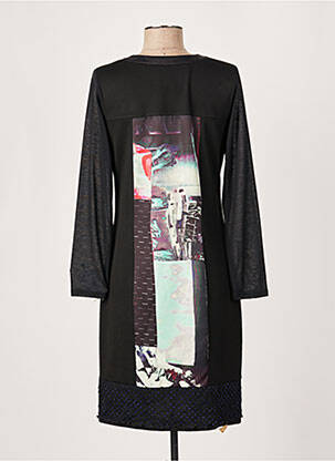 Rochie midi imprimeu fantezie mâneci lungi negru FRANCE RIVOIRE femeie