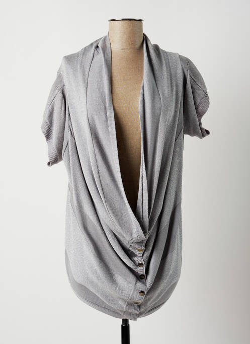 Vestă cu mâneci scurte gri LAUREN VIDAL femeie