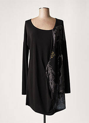 Rochie scurtă croială fluidă mâneci lungi negru LAUREN VIDAL femeie