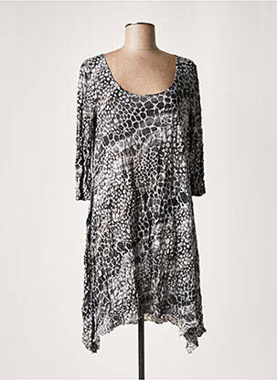 Rochie midi mâneci 3/4 mâneci 3/4 gri LAUREN VIDAL femeie