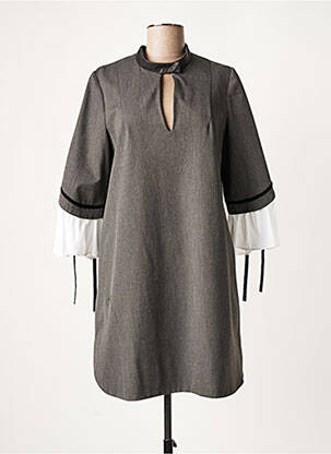 Rochie scurtă mâneci 3/4 mâneci 3/4 gri LAUREN VIDAL femeie