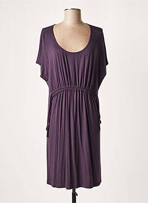 Rochie midi mâneci scurte mâneci scurte violet LAUREN VIDAL femeie