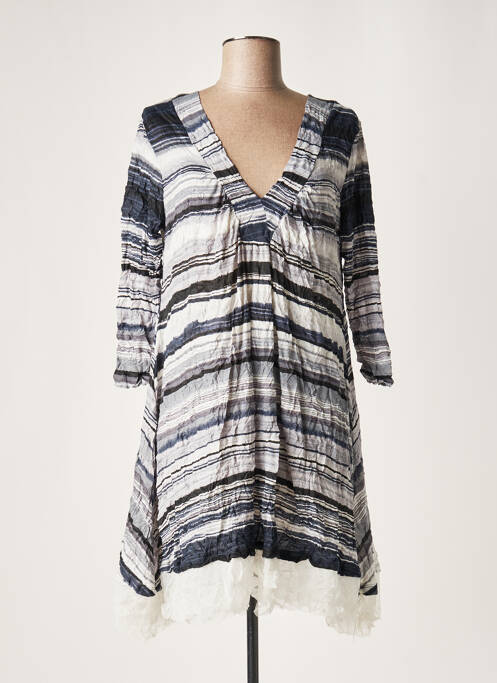 Rochie midi mâneci 3/4 mâneci 3/4 albastru LAUREN VIDAL femme