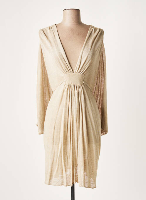 Rochie midi bej LAUREN VIDAL femeie