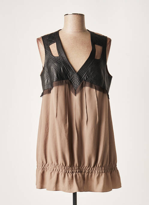 Tunică fără mâneci maro LAUREN VIDAL femeie