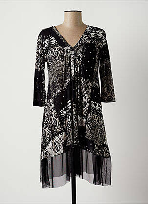 Rochie midi croială fluidă mâneci 3/4 negru LAUREN VIDAL femeie