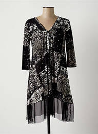 Rochie midi croială fluidă mâneci 3/4 negru LAUREN VIDAL femeie