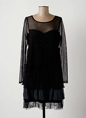 Rochie scurtă croială evazată mâneci lungi negru LAUREN VIDAL femeie