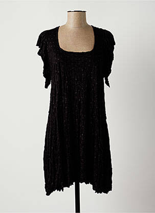 Rochie midi mâneci scurte mâneci scurte negru LAUREN VIDAL femeie