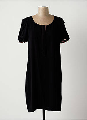Rochie midi croială fluidă mâneci scurte negru LAUREN VIDAL femeie