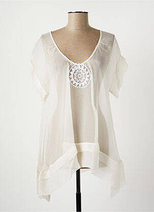 Tunică mâneci scurte alb LAUREN VIDAL femeie