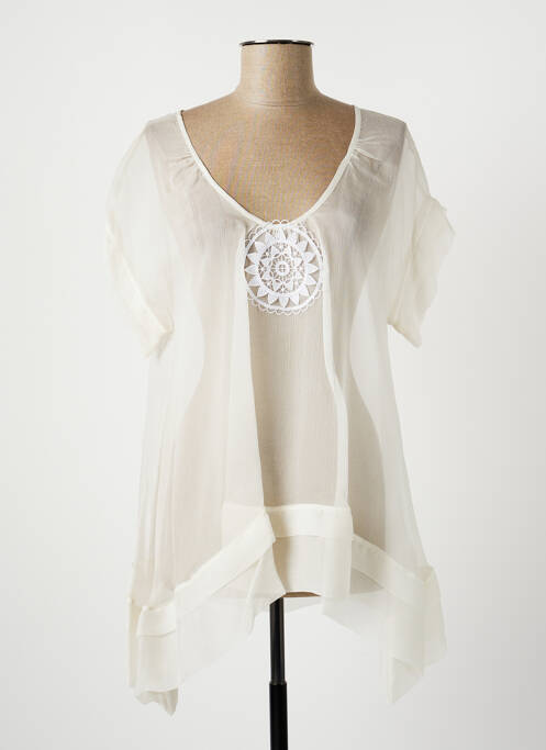 Tunică mâneci scurte alb LAUREN VIDAL femeie