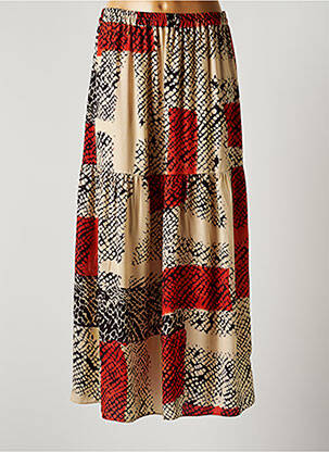 Fustă lungă imprimeu fantezie portocaliu LAUREN VIDAL femme