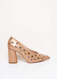 Pantofi cu toc material neted toc de 7 la 9 cm bej FRANCO RUSSO NAPOLI femme