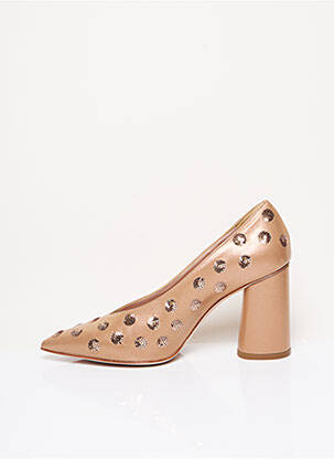 Pantofi cu toc material neted toc de 7 la 9 cm bej FRANCO RUSSO NAPOLI femeie