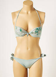 Costum de baie din două piese elasticitate top sutien push-up verde GENIUS femme