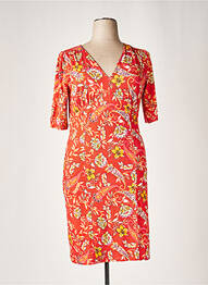 Rochie midi imprimeu floral mâneci scurte portocaliu 7 SEASONS femeie