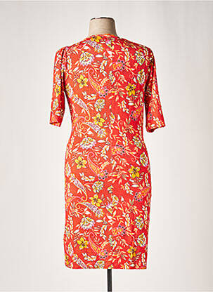 Rochie midi imprimeu floral mâneci scurte portocaliu 7 SEASONS femeie