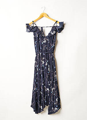 Rochie midi imprimeu floral mâneci scurte albastru DEBY DEBO femeie