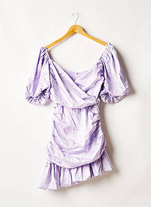 Rochie scurtă închidere cu fermoar la spate mâneci scurte violet LOAVIES femeie
