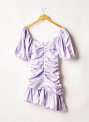 Rochie scurtă închidere cu fermoar la spate mâneci scurte violet LOAVIES femeie