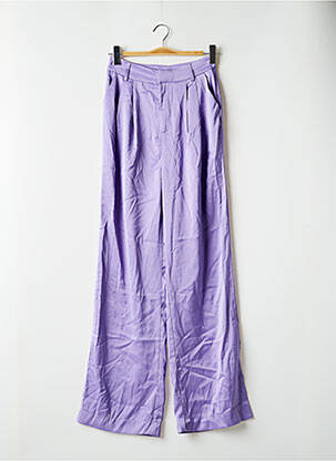 Pantalon larg talie cu cleme talie înaltă violet LOAVIES femeie