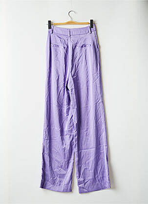 Pantalon larg talie cu cleme talie înaltă violet LOAVIES femeie
