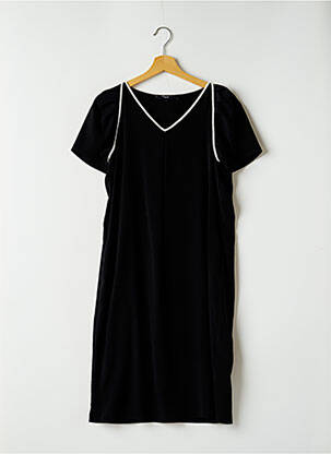 Rochie midi țesătură crep mâneci scurte negru UN JOUR AILLEURS femeie