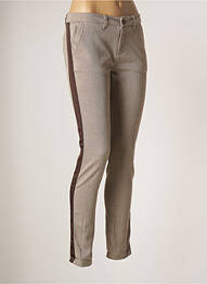 Pantalon chino broderie galoni laterali talie joasă maro REIKO femeie