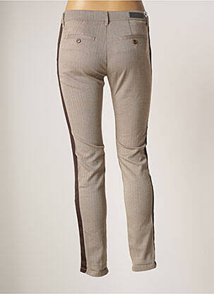 Pantalon chino broderie galoni laterali talie joasă maro REIKO femeie