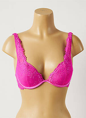 Sutien efect material satinat top sutien push-up roz VALEGE femeie