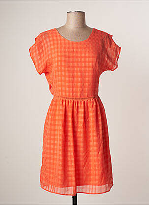 Rochie scurtă mâneci scurte mâneci scurte portocalie I.CODE (By IKKS) femeie