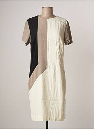 Rochie midi țesătură crep mâneci scurte gri NICE THINGS femeie