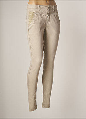 Pantalon slim elasticitate mărime normală bej CREAM femeie