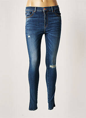 Blugi skinny efect uzat decolorat talie joasă albastru LTB femeie