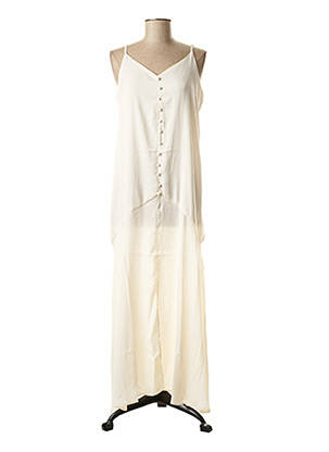 Rochie lungă mâneci cu bretele ajustabile fără mâneci bej ELLI WHITE femeie
