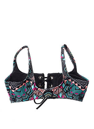 Sutien de costum de baie elasticitate sutien cu susținere înaltă și burete detașabil negru RIP CURL femeie