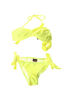 Costum de baie din două piese bretele elastice reglabile galben DAG ADOM fată
