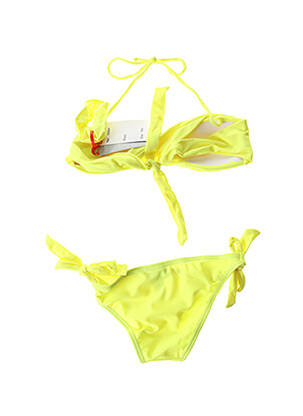 Costum de baie din două piese bretele elastice reglabile galben DAG ADOM fată